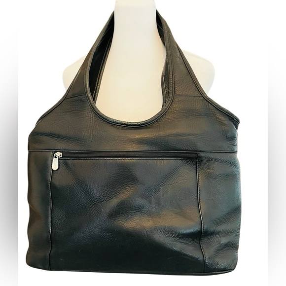 PIEL REAL BLACK LEATHER XL MULTI USE
HOBO TRAVEL BAG - Picture 1 of 10